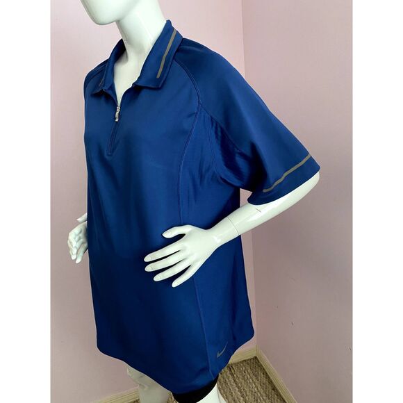 Nike Golf Dri Fit Mens Technical Shirt XL 1/4 Zip Polo Tech Blue Green - Picture 2 of 9